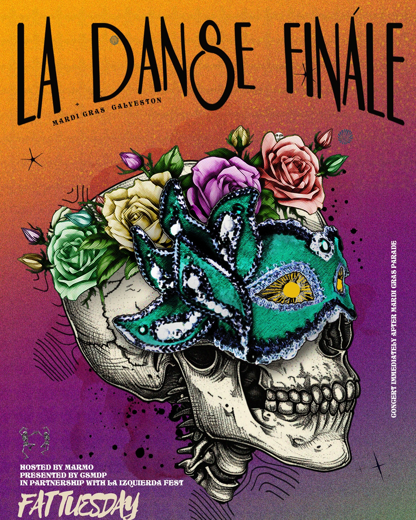 Mystic Krewe of Aquarius | @6:30 pm ​ Mardi Gras: la Danse Finale | @8:00 PM (FREE Show featuring come see my dead person, galvezton, and dem roots @ Marmo Plaza)